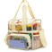 FlowFly Clear Bag Double Decker for Stadium Events With Shoulder Strap for Women Men Large and Reusable Lunch Container Work and Sporting Events Travel Transparent Tote Bag ClearBiege
