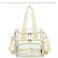 FlowFly Clear Bag Double Decker for Stadium Events With Shoulder Strap for Women Men Large and Reusable Lunch Container Work and Sporting Events Travel Transparent Tote Bag ClearBiege