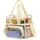 FlowFly Clear Bag Double Decker for Stadium Events With Shoulder Strap for Women Men Large and Reusable Lunch Container Work and Sporting Events Travel Transparent Tote Bag ClearBiege