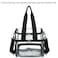 FlowFly Clear Bag Double Decker Lunch Bag for Stadium Events Adult Large Transparent Tote for Men Women With Adjustable Strap and Front Pocket Work and Sporting Events ClearBlack