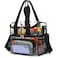 FlowFly Clear Bag Double Decker Lunch Bag for Stadium Events Adult Large Transparent Tote for Men Women With Adjustable Strap and Front Pocket Work and Sporting Events ClearBlack