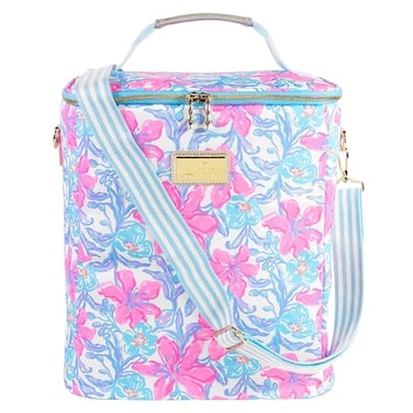 Lilly Pulitzer Insulated Wine Carrier Cooler Bag Holds up to 4 Bottles of Wine Soft Cooler with AdjustableRemovable Strap and Double Zipper Close Beachside Haven