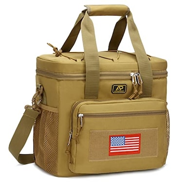 ATRIPACK Lunch Box for Men Tactical Lunch Bag MOLLE Webbing Leakproof Insulated Large Lunch Cooler Women Adult Meal with Adjustable Shoulder Strap Durable Lunch Pail Brown