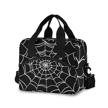 CBBYY Goth Spider Web Insulated Lunch Bag Reusable Lunch Tote Bag Cooler Bag for Women Men Adult Lunch Box with Adjustable Shoulder Strap Leakproof Lunch Bag for Work School Picnic Camping