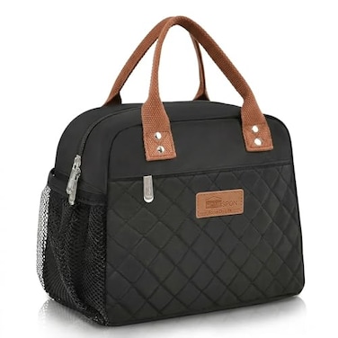 HOMESPON Insulated Lunch Bag for Women Men Adults Lunch Tote with Front Pocket Lunch Box Container Cooler Bag for Work Picnic Black