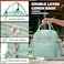 AIJIEKE Large Insulated Lunch Bag for Women Double Compartment Leakproof Lunch Box for Work Office Reusable Cooler Tote with Adjustable Strap Side Pockets for Adults Picnic Beach Green