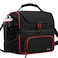 MIER Dual Compartment Lunch Bag Tote with Shoulder Strap for Men and Women Insulated Leakproof Cooler Bag BlackRed
