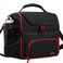 MIER Dual Compartment Lunch Bag Tote with Shoulder Strap for Men and Women Insulated Leakproof Cooler Bag BlackRed