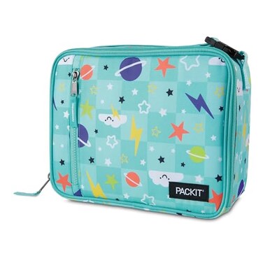 PackIt Freezable Classic Lunch Box Happy Clouds Built with EcoFreeze Technology Collapsible Reusable Zip Closure With Zip Front Pocket and Buckle Handle Designed for Fresh Lunch On the Go