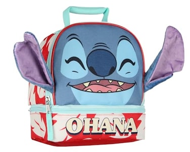 Bioworld Disney Lilo and Stitch Lunch Box peekABoo 3D Velvet Ears Ohana DualCompartment Insulated Lunch Bag 10