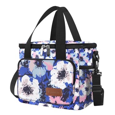 Femuar Lunch Bags for WomenMen Insulated Lunch Bag for Work Office Lunch Cooler Bag Leakproof Lunch Box with Adjustable Shoulder Strap Ink foral