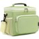 FlowFly Insulated Reusable Lunch Bag Adult Large Lunch Box for Women and Men with Adjustable Shoulder StrapFront Zipper Pocket and Dual Large Mesh Side PocketsLight Matcha