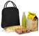 Jula Vance Large Quilted Fabric Cotton Reusable Inusulated Lunch Tote Bag Cooler Snack Bag Women Pretty Thermal Lunch box Storage Gift Bag for Work Outdoor Black