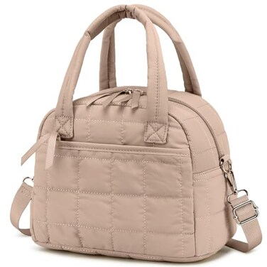 LEDAOU Lunch Box for Women Lunch bag Quilted Puffer Lunch Box with Adjustable Strap Insulated Reusable Lunch Tote for Work School Picnic Travel