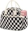 Carry bloom Lunch Box for Women Insulated Lunch Bag Cute Corduroy Lunchbag Reusable Lunchbox for Work checkered black white