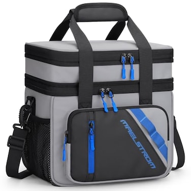 Maelstrom Lunch Box 20L Insulated Lunch Bag for Men Women Expandable Double Deck Leakproof Cooler Bag with 6 Pockets Reusable Lunch Tote Bag for Work Picnic Travel Grey