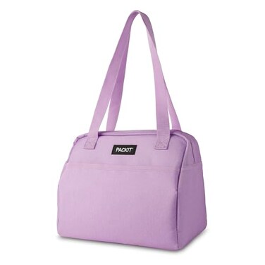 PackItR Freezable Hampton Lunch Bag Lavender Built with EcoFreezeR Technology Collapsible Reusable Zip Closure with Front Pocket and Shoulder Straps Designed for Fresh Office Lunches