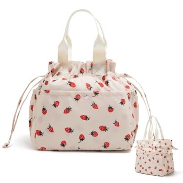 MEXS Lunch Bag for Women Reusable Drawstring Insulated Lunch Box StainResistant Large Cinch Closure Lunch Bags for Work Office