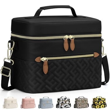 Capolo Lunch Box for Women Men AdultsInsulated Lunch Bag Leakproof Lunch Cooler Box with Removable Strap Cute Lunch Tote Bags Reusable Thermal Lunchbox for School Work PicnicSmallBlack