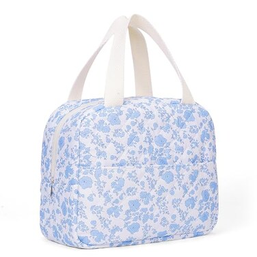BBIQI Cute Lunch Bag for Women Floral Quilted Lunch Tote Insulated Leakproof Lunch Box Reusable Cooler for Work Picnic