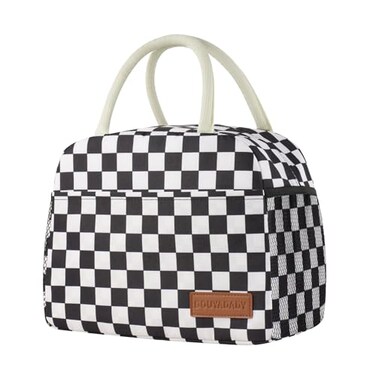 douyadady Lunch Bag WomenMen Lunch Box WomenMen BlackWhite Checkerboard