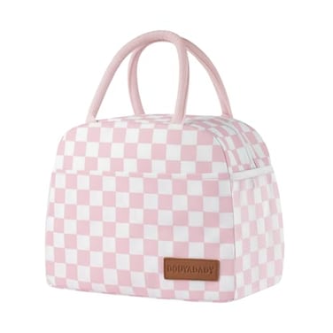 douyadady Lunch Bag WomenMen Lunch Box WomenMen PinkWhite Checkerboard