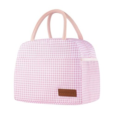 douyadady Lunch Bag WomenMen Lunch Box WomenMen PinkWhite Grid