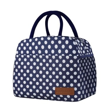 douyadady Lunch Bag WomenMen Lunch Box WomenMen BlueWhite dots