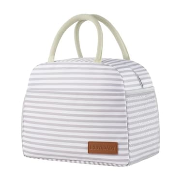 douyadady Lunch Bag WomenMen Lunch Box WomenMen GreyWhite Stripes