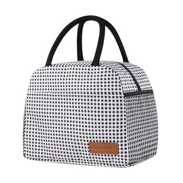douyadady Lunch Bag WomenMen Lunch Box WomenMen BlackWhite Grid