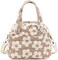LEDAOU Lunch Box for Women Lunch bag Quilted Puffer Insulated Lunch Box with Adjustable Strap Reusable LunchBox for Work School Picnic Travel Big Flower Brown