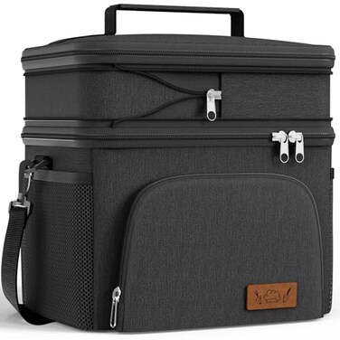 HOTOR Insulated Lunch Box for Men Women LeakProof Cooler Lunch Bag with 4 Pockets Adjustable Strap Ideal for Work Picnic Travel Black 2 Layers Large 11817871339