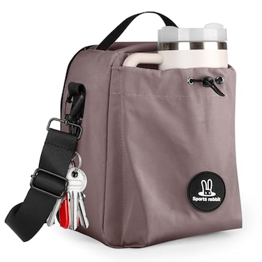 Sports rabbit Insulated Lunch Bag for MenCompatible with 3040OZ Handle Straight BottlesLeakproof Cooler Tote WaxCoated Oxford Adjustable StrapPerfect for Work Travel Picnics Coffee Brown