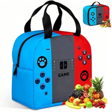 jwsxcfd Lunch Bag Lunch Boxes Reusable Games Insulated Portable Lunch Box Unisex Leak Proof Cooler Tote Bag Red Blue