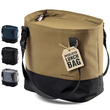 Bentoheaven Insulated Lunch Tote for Work Durable Materials Variable StrapHandle Wide Opening Cooler Lunch Bag for Women Men Fits all major Bento Lunch Boxes and Other Containers Beige