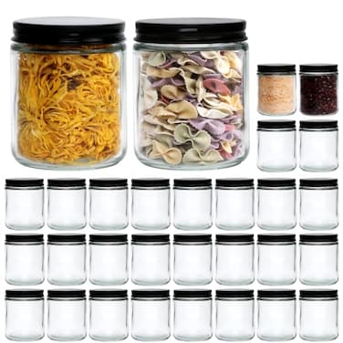 Encheng 8 OZ Glass Jars with Metal LidsClear Round Empty Candle Jars with Airtight LidsSmall Mason Canning Jars for FoodCandleHoneyCandy30 Pack