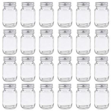 Sesyomr U Pack 2oz Mason Jar with Silver Lid for Honey Jam Spice Pack of 24 Sets