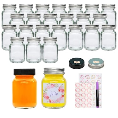 Datttcc 2 oz Mini Mason Jars Small Glass Jars with Lids for JamJellyHoneySpice and snackPack of 25with Label and Pen