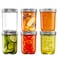 GLING 6 Pack 16 oz WideMouth Glass Mason Jars with Metal Airtight Lids and Bands for 1 Pint Canning Preserving Meal Prep