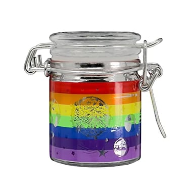 Ted Miller Innovation Airtight Glass Mini 25 tall Storage Jar with Clamping Lid Rainbow Space SJM44 Silver
