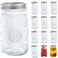 Amzcku 32oz Vintage Mason Jars with Lids Wide Mouth Quart Canning Jar 12 Pack