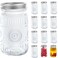 Amzcku 32oz Vintage Mason Jars with Lids Wide Mouth Quart Canning Jar 12 Pack
