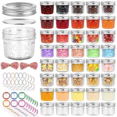 UrSpeedtekLive 40 Pack 4 oz Mason Jars with Regular Lids and Bands Small Canning Jars Mini Glass Jars for Jelly Jam Honey DIY Projects