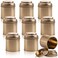 Lawei 9 Pack Tea Tins Canister with Airtight Double Lids Mini Tea Storage Containers Round Tin Can Box for Storage Tea Coffee Sugar Loose Leaf 8 Fluid Oz Rose Gold