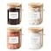 TIPGO Sugar Jar Bath Salt Container 17 oz Glass Jar with Bamboo Lid and Spoon Sugar Cube Holder and Canister for Countertop Glass Containers for Coffee Beans Tea and Overnight Oats 4 Pack