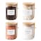 TIPGO Sugar Jar Bath Salt Container 17 oz Glass Jar with Bamboo Lid and Spoon Sugar Cube Holder and Canister for Countertop Glass Containers for Coffee Beans Tea and Overnight Oats 4 Pack