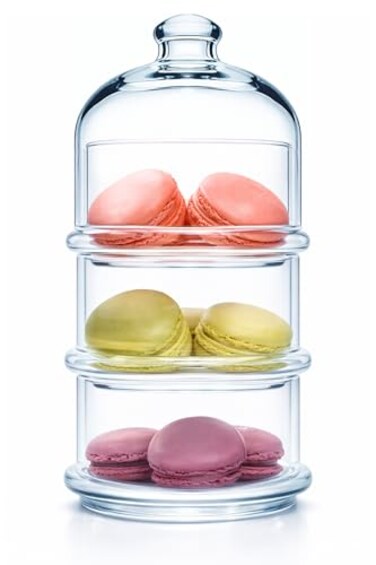 Ums 3 Tier Glass Jars with Lid Cookie Jar Candy Jars for Candy Buffet Apothecary Jars Kitchen Bathroom Organizers and Storage