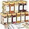 FINESSY Bamboo Glass Spice Jars with Labels and Shaker Lids Clear Empty 4oz 24 Pack Bottles Set Glass Spice Containers with Labels Seasoning Organizer Jars