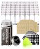 SWOMMOLY 48 Glass Spice Jars with 713 Spice Labels Chalk Marker and Funnel Complete Set 48 Square Glass Jars 4OZ Airtight Cap Poursift Shaker Lid