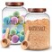 SiliFine 2 Sets 74 oz Large Bath Salt Container with Wooden Scoop for Glass Bath Salt Jar with Airtight Lid Storage Canister for Food Flour Sugar Cookie Kitchen